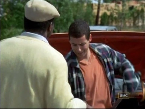 Happy gilmore knocks off Chubbs hand and Truck runs it over