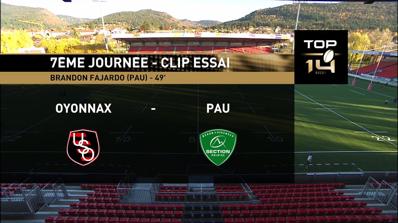 TOP 14 - Oyonnax - Pau : 42-23 - Essai Brandon FAJARDO (PAU) - Saison 2015/2016