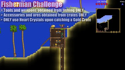 Terraria Challenges || Fisherman Challenge || A House By The Beach! [#1]