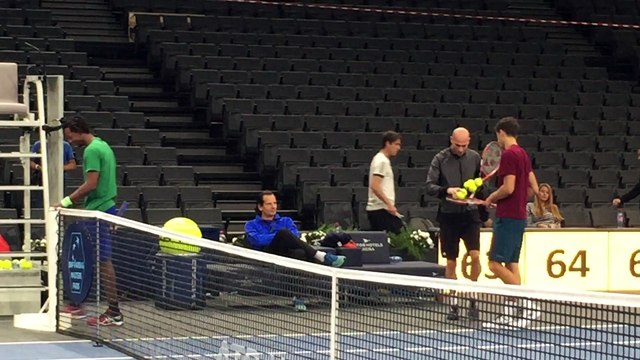 ATP - BNPPM - Gaël Monfils et son nouveau coach Mikael Tillstrom à l'entraînement à Bercy