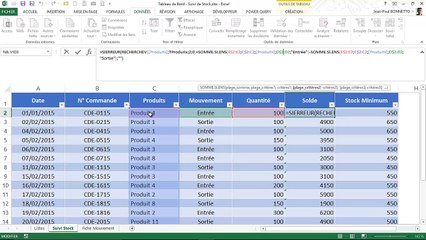 Excel - Créer Tableau de Bord de suivi de Stock