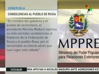 Venezuela se solidariza con Rusia por el accidente aéreo en Egipto