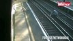 Terrifying Moment Cyclist Narrowly Avoids being Hit by Train
