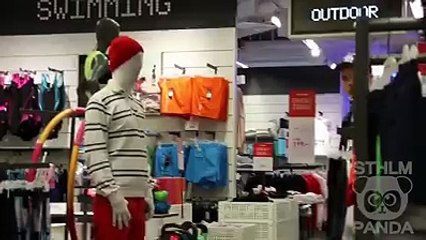 Funny Garments shop artificial man turns into real man