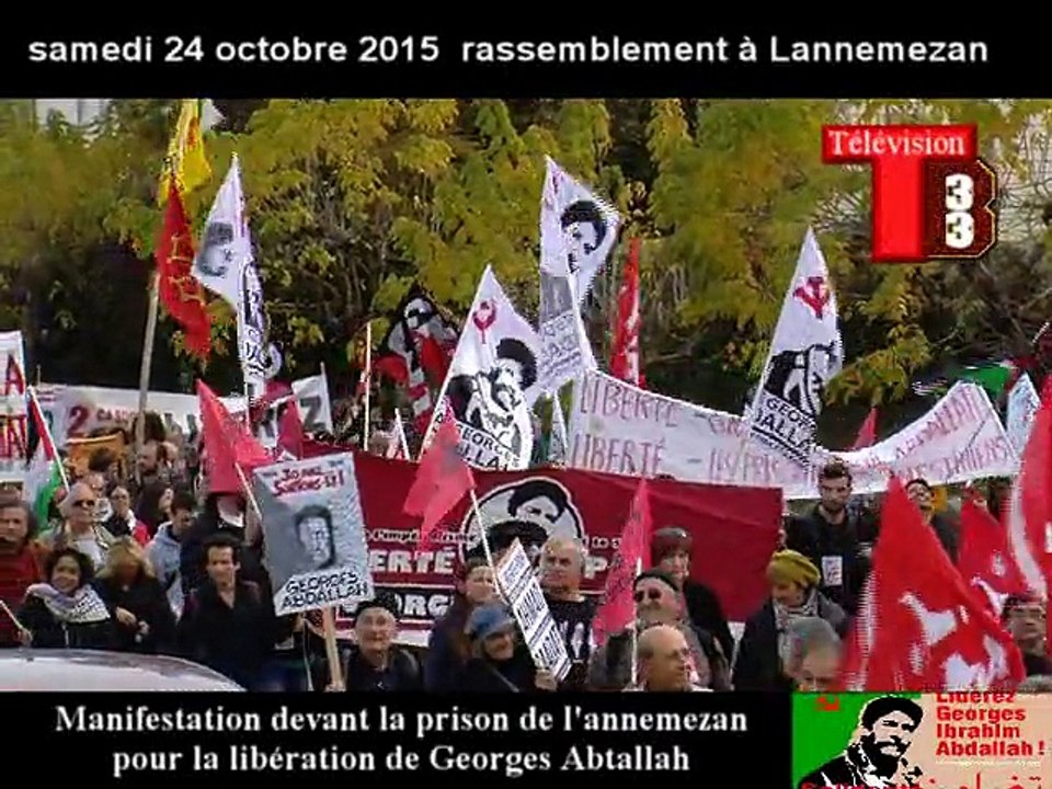 Télévision-Bordeaux-33 interview de philippe Poutou en soutien pour la libération de Georges Abdallah devant la prison de l'annemezant 24.10.15