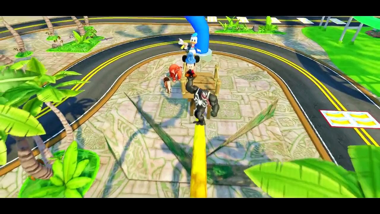 Mickey Mouse s Car with VENOM and Donald Duck !