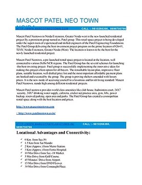 Patel Neotown Launch 1 BHK Strating Only 15 Lacs..Hurry Up..!!