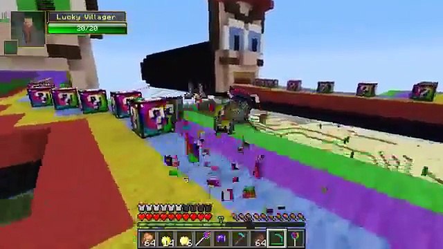 Pat and Jen PopularMMOs Minecraft RAINBOW DIMENSION LUCKY BLOCK RACE Lucky Block Mod Mini-