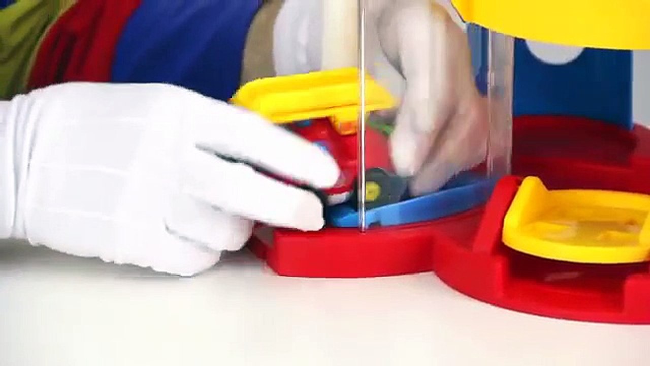 Toy Cars Clown - Helicopter & FIRE RESCUE Station - Car Park Elevator Toy Demo