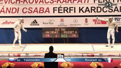 Dernière touche - CdM sabre hommes Budapest 2015 - 1/2 Rousset (FRA) vs Yakimenko (RUS)