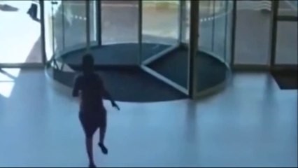 Stupid Girl Slams Into Glass Door