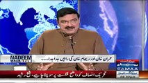 Sheikh Rasheed taunts Nadeem malik by saying i become anchor and you answer on Imran-Reham Issue