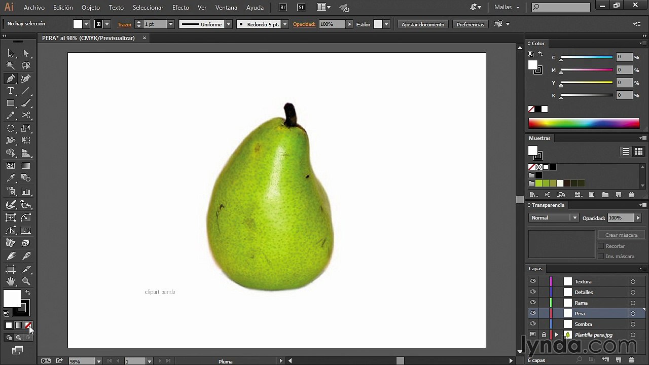 32.Dibujo de la pera en Illustrator