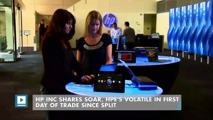 HP Inc shares soar, HPE's volatile in first day of trade since split