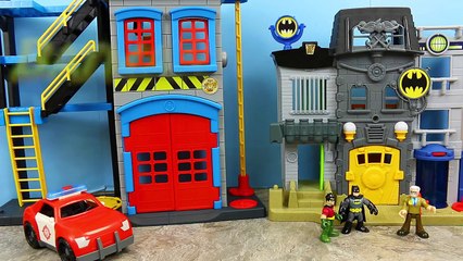 Batman and Robin Try to Become Firemen at the Imaginext Firehouse Batman Shoots a Water Ca