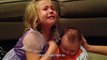 Little girl cries when she learns her brother will have to grow up