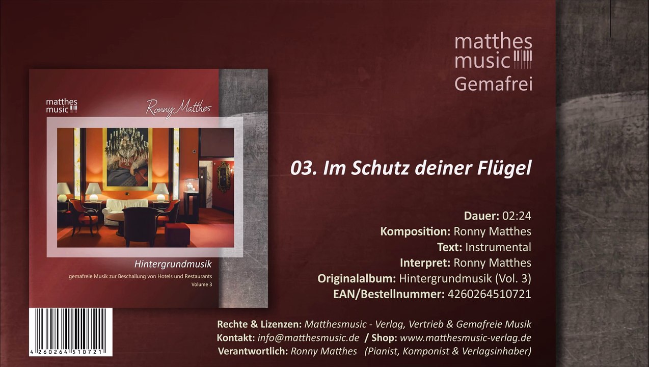 Im Schutz deiner Flügel - Gemafreie Klaviermusik (03/12) - CD: Hintergrundmusik (Vol. 3)