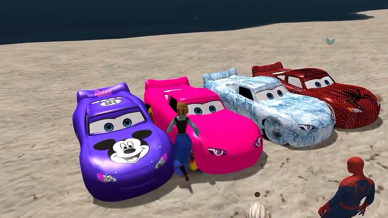 Disney Pixar Cars Colors Lightning Mcqueen Frozen Elsa Anna Mickey Mouse and Spiderman HD
