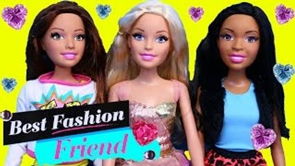 BARBIE Fashion Show Giant Dress Up & Makeovers Best Fashion Friends 28 Dolls DisneyCarT