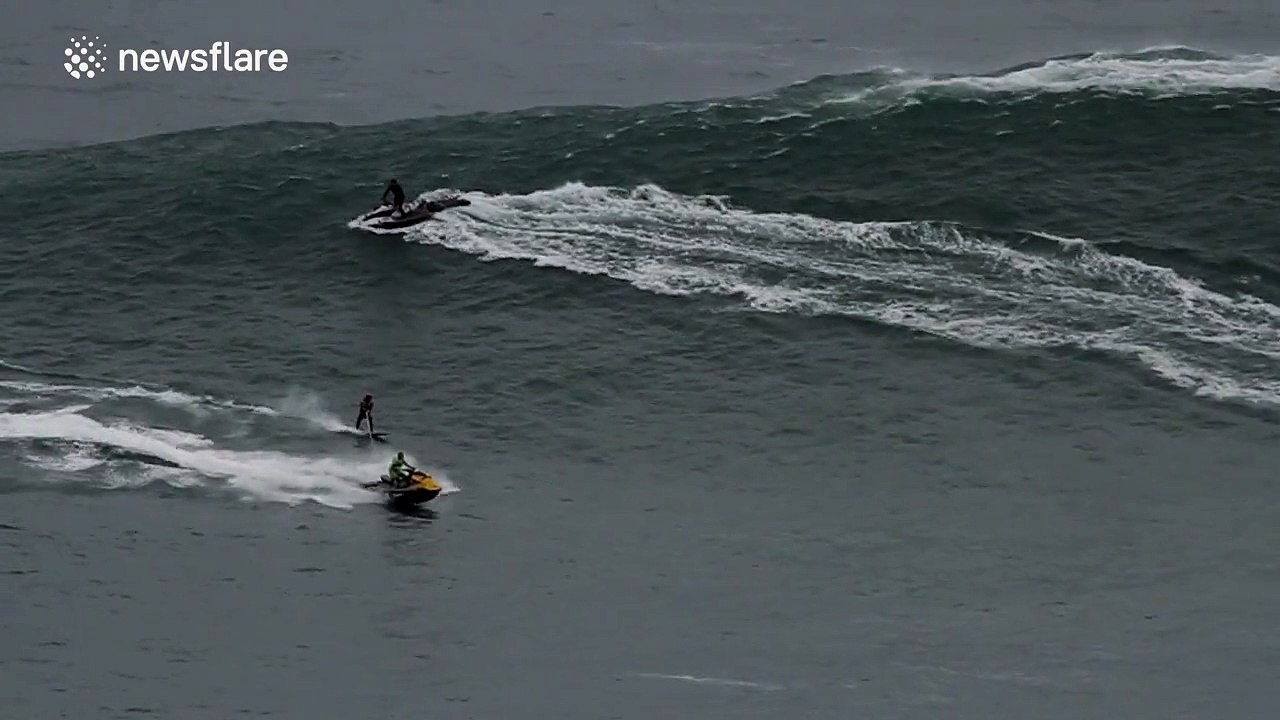 British surfer Andrew Cotton rides MONSTER wave in Portugal