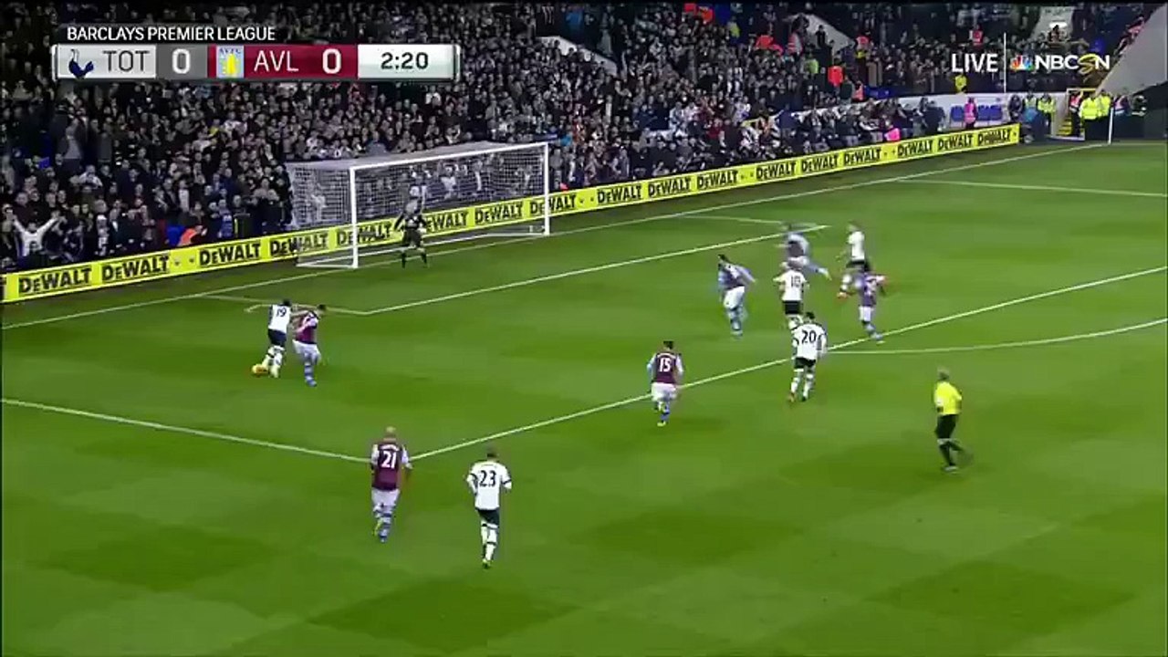 الحكم يحتفل بهدف توتنهام في مرمى استون في مياراة الامس Refree celebrate Totenham Goal