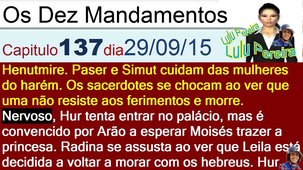 Os Dez Mandamentos capítulo 137 terça feira (29/09/2015)resumo