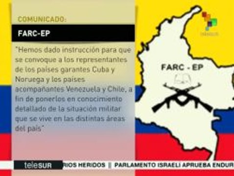 FARC advierten que el cese al fuego unilateral es insostenible