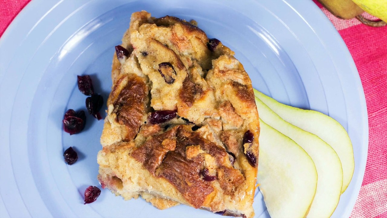 Pear and Cranberry Bread Pudding