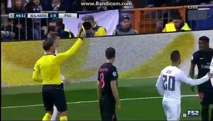 Serge Aurier Gets Yellow Card Real Madrid 1-0 PSG 3.11.2015 HD
