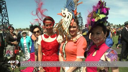 Horse racing fashionistas dress up for the Melbourne Cup