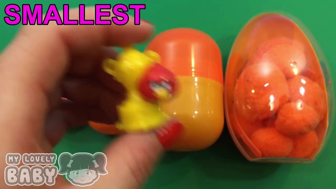 Learn Sizes with Orange Surprise Eggs from SMALLEST TO BIGGEST!