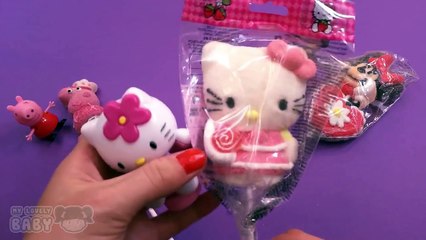 Opening Peppa Pig Hello Kitty Minnie Mouse Lollipops Marshmallow Toys