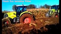awesome tractors stuck in deep mud compilation, john deere tractors stuck in mud