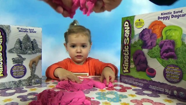 Кинетический песок цветной с формочками собачками распаковка играем Unpacking Kinetic color sand