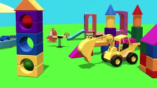 Kids Construction Toys & Trucks! Learn 3d Shapes: SPHERE [놀이터 빌딩 블록 3D 구 모양] ABC