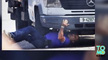 Graphic pics show Israeli settler run over by truck driver in the West Bank