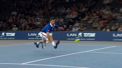 Novak Djokovic hot shot against Thomaz Bellucci