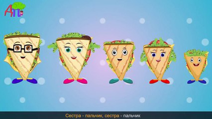 Семья пальчиков - бутербродов | Детские песни | Sandwich Finger Family in Russian