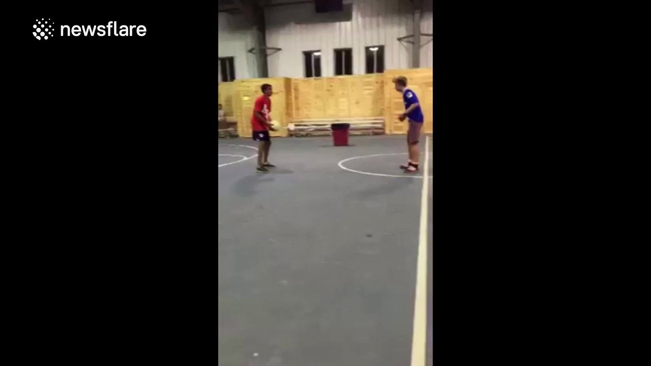 Man filming football skills gets hit in the head by ball