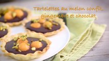 Tartelettes au melon confit, gingembre et chocolat