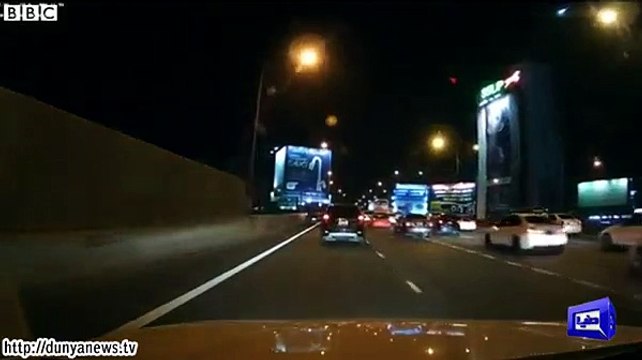 Thailand dashcam video captures the moment a glowing meteor flashes across the sky.
