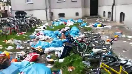 Migrants Dump Garbage from their Balconies : Augsburg , Germany