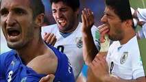 Luis Suarez of Uruguay bites Italys Giorgio Chiellini, could face FIFA ban