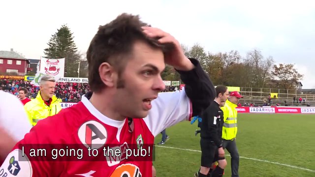 Bryne FK beat the drop, fan gets on TV & asks his wife to milk the cows as he's off to the pub