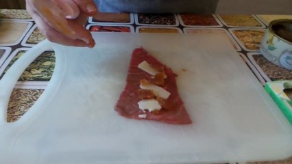 involtini di carne agrodolci con pecorino romano e cotognata