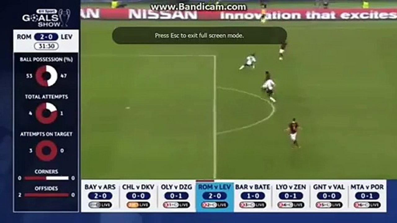 Huge Miss by Dzeko E. ~As Roma vs. Bayer Leverkusen~
