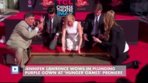 Jennifer Lawrence Wows In Plunging Purple Gown At 'Hunger Games' Premiere
