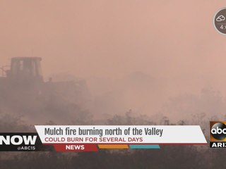 Mulch fire continues to burn in N. Phoenix