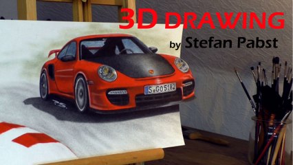 Descargar video: 3d drawing pabst painting how to porsche racing red