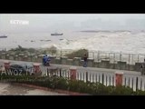 Footage Visitors washed away by strong Qiantang tidal bore